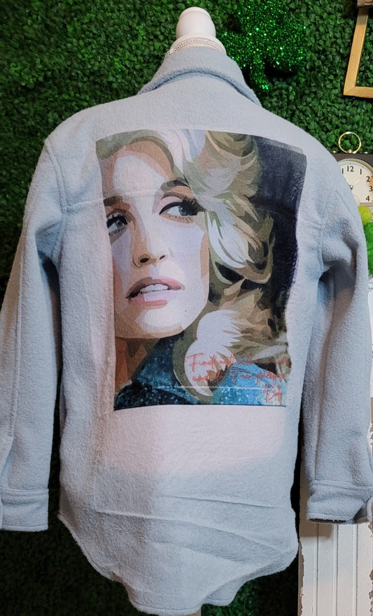 Long Sleeve Wooly Fleece Shirt "Find Out Who You Are An Do It With Purpose." Dolly Parton